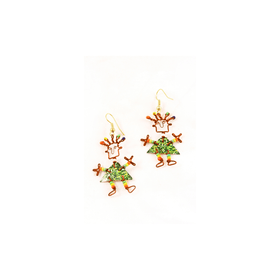 Authentic African Hand Made Funky People Aluminum Fishhook Earrings (Green)