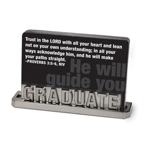 Graduate Silver Words Scripture Card Holder and Cards