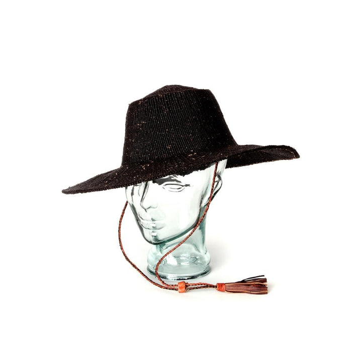 Authentic Hand Woven Ghanaian Elephant Grass Sun Hat (Black)