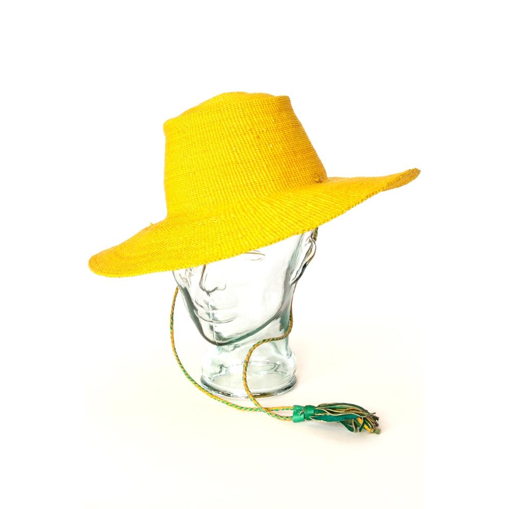Authentic African Ghanaian Elephant Grass Straw Hat (Yellow)