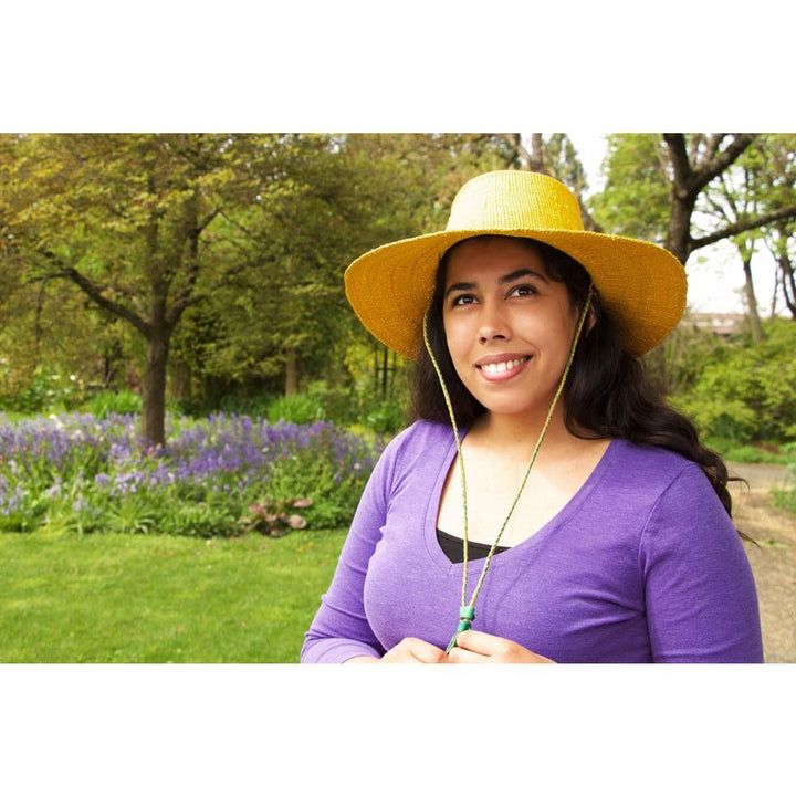 Authentic African Ghanaian Elephant Grass Straw Hat (Yellow)