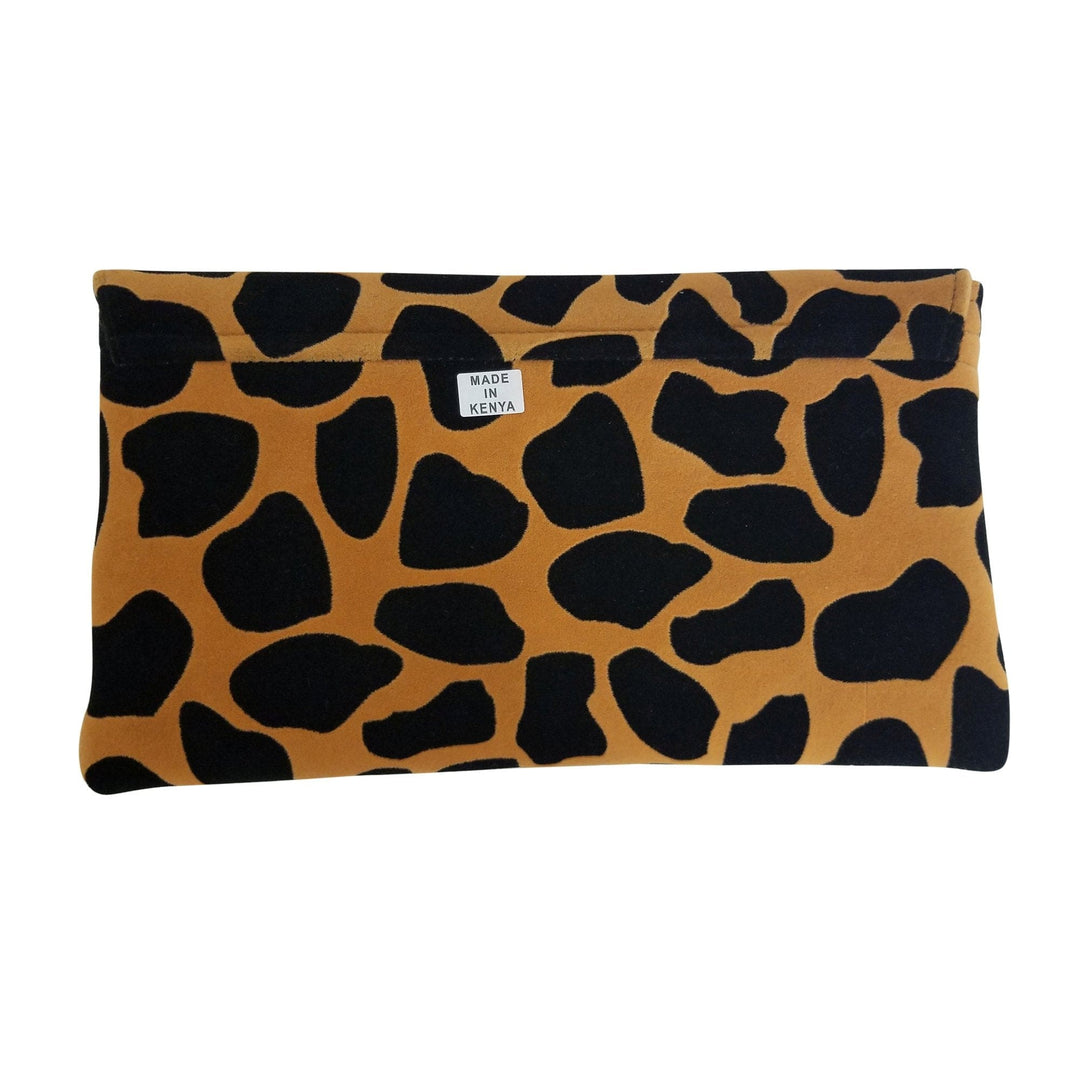 Authentic African Hand Made Giraffe Print Envelope Clutch (Kenya)