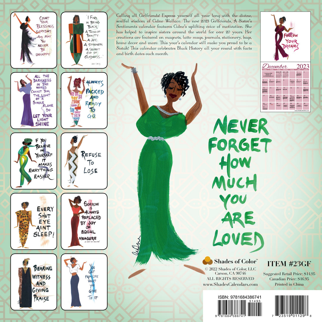 Peace, Power and Prayer: Cidne Wallace 2023 Girlfriends Wall Calendar (Back Cover)