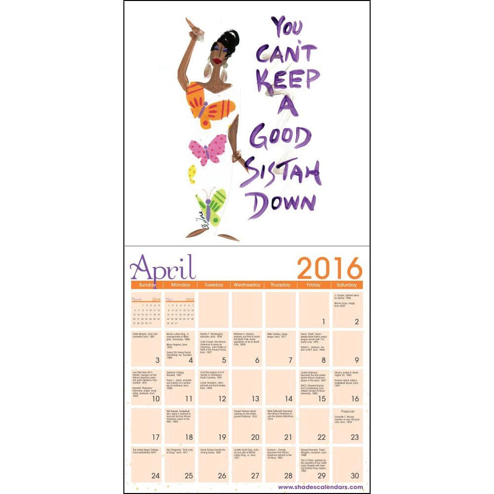 Girlfriends: A Sister's Sentiment by Cidne Wallace: 2016 African American Wall Calendar (Inside)