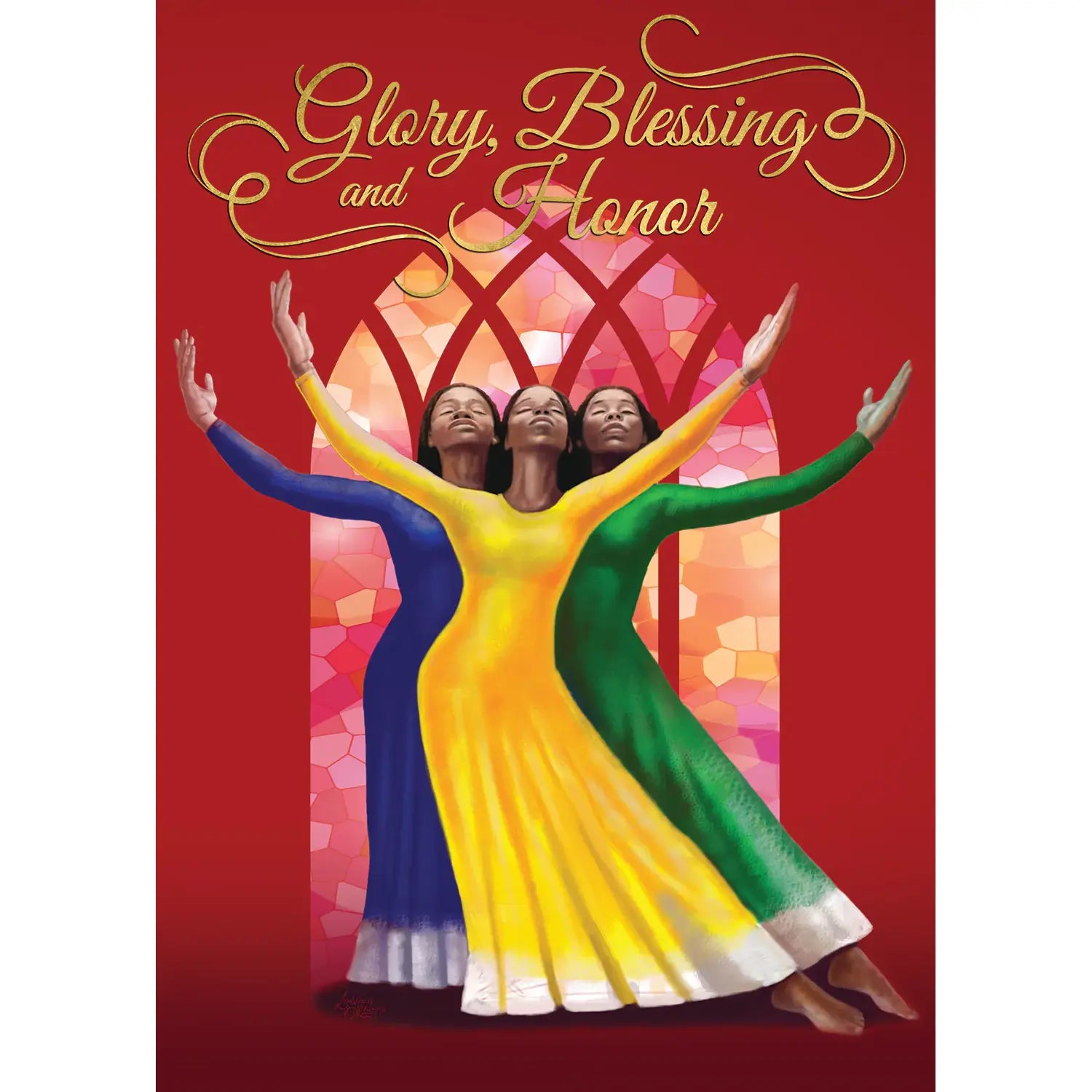 1 of 3: Glory, Blessing and Honor by Keith Conner: African American Christmas Card Box Set (Front)
