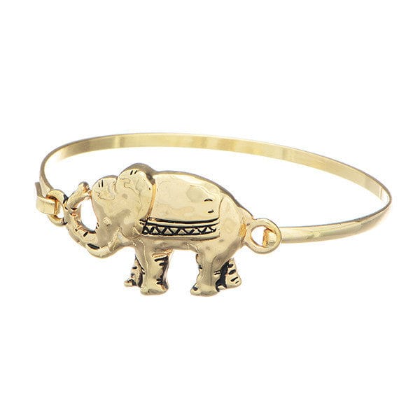 Gold Toned Elephant Bangle Bracelet