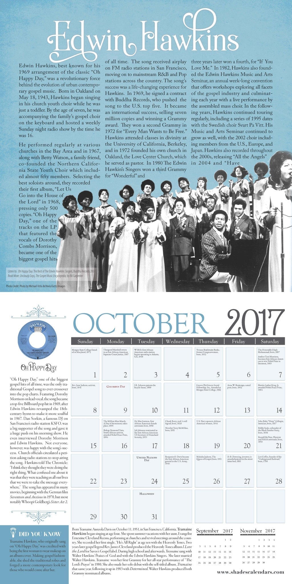 The History of Gospel Music: 2017 African American Wall Calendar (Interior)