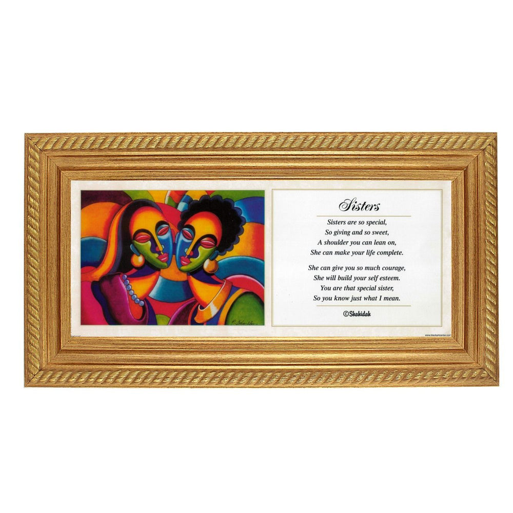 Sisters-Literary Art-Shahidah-8x20 inches-Gold Frame-The Black Art Depot