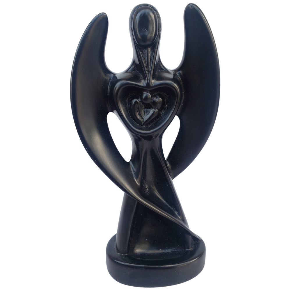 Guardian Ange (Protect Our Union: Authentic African Hand Carved Soapstone Sculpture (Black)