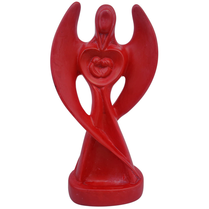 Guardian Ange (Protect Our Union: Authentic African Hand Carved Soapstone Sculpture (Red)
