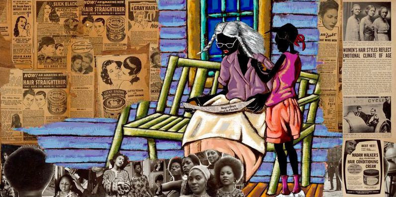 Hair Day-Art-Leroy Campbell-18x36 inches-Giclee on Canvas-The Black Art Depot