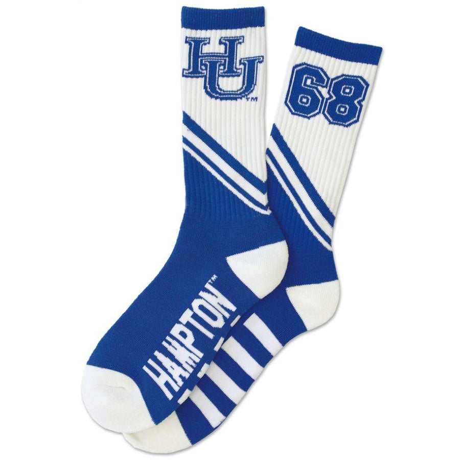 Hampton University Pirates Blue and White Socks by Big Boy Headgear