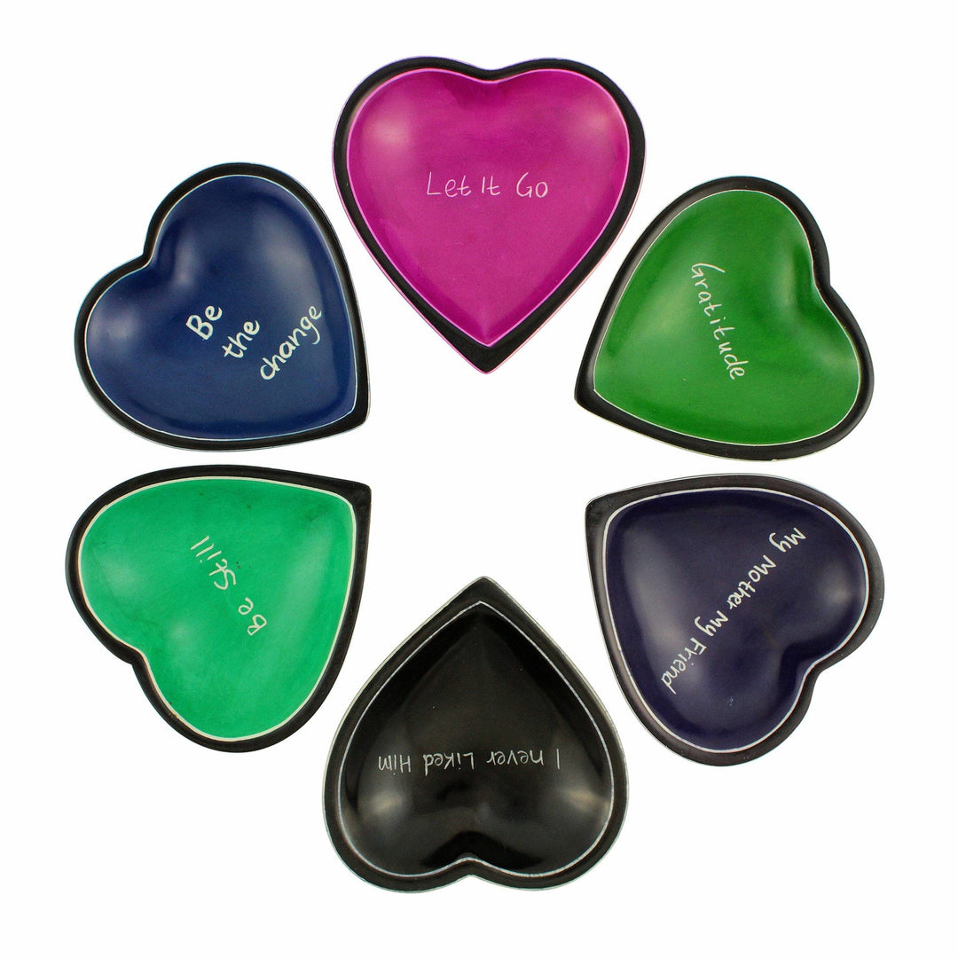 Kenyan Heart Shaped Soapstone Dish Set by Venture Imports