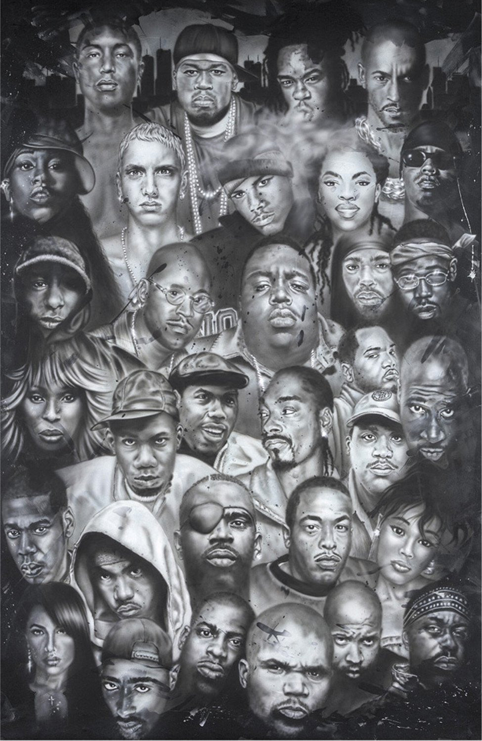 Hip Hop Montage: Iconinc Rap Artists and R&B Singers by Herbert Beyer (Poster)