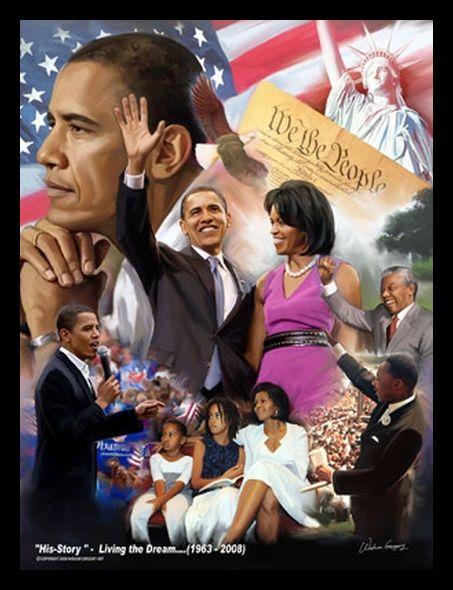 His-Story: Living the Dream (Barack Obama) by Wishum Gregory (Black Frame)
