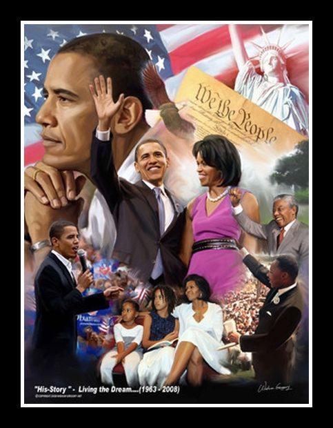 3 of 3: His-Story: Living the Dream (Barack Obama) by Wishum Gregory (Black Frame)