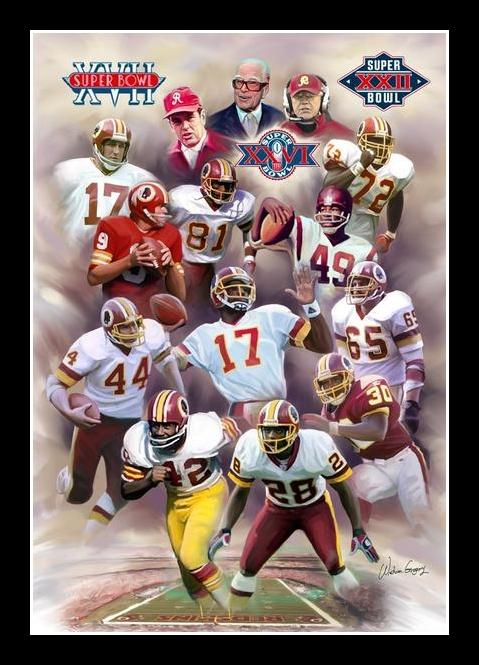 Hog Heaven (A Tribute to Washington Redskin Greats) by Wishum Gregory (Black Frame)