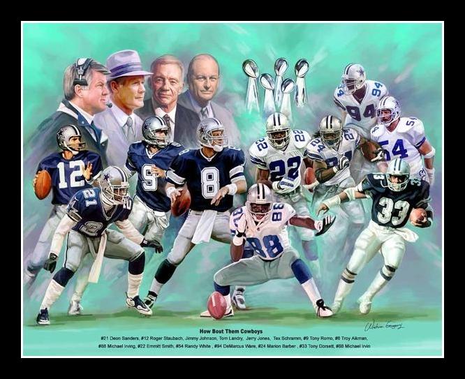 How About Them Cowboys (Dallas Cowboy Greats) by Wishum Gregory (Black Frame)