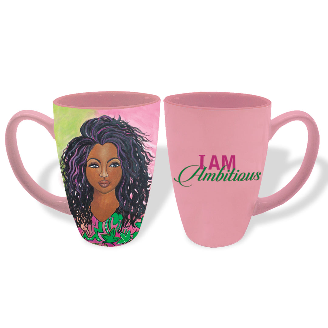 I Am Ambitious: Alpha Kappa Alpha Latte Mug by Sylvia "Gbaby" Cohen