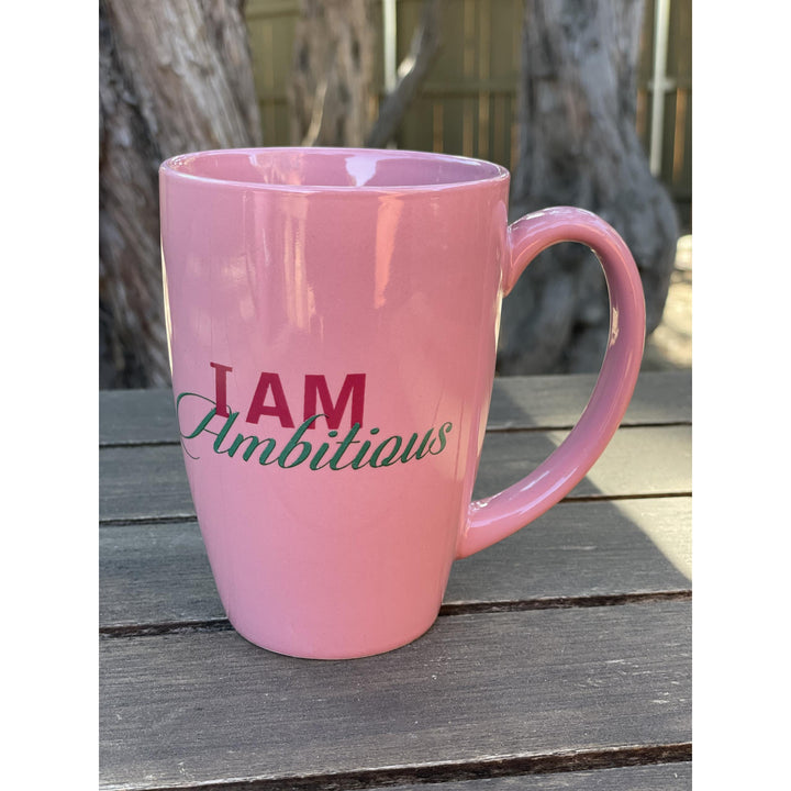 I Am Ambitious: Alpha Kappa Alpha Latte Mug by Sylvia "Gbaby" Cohen