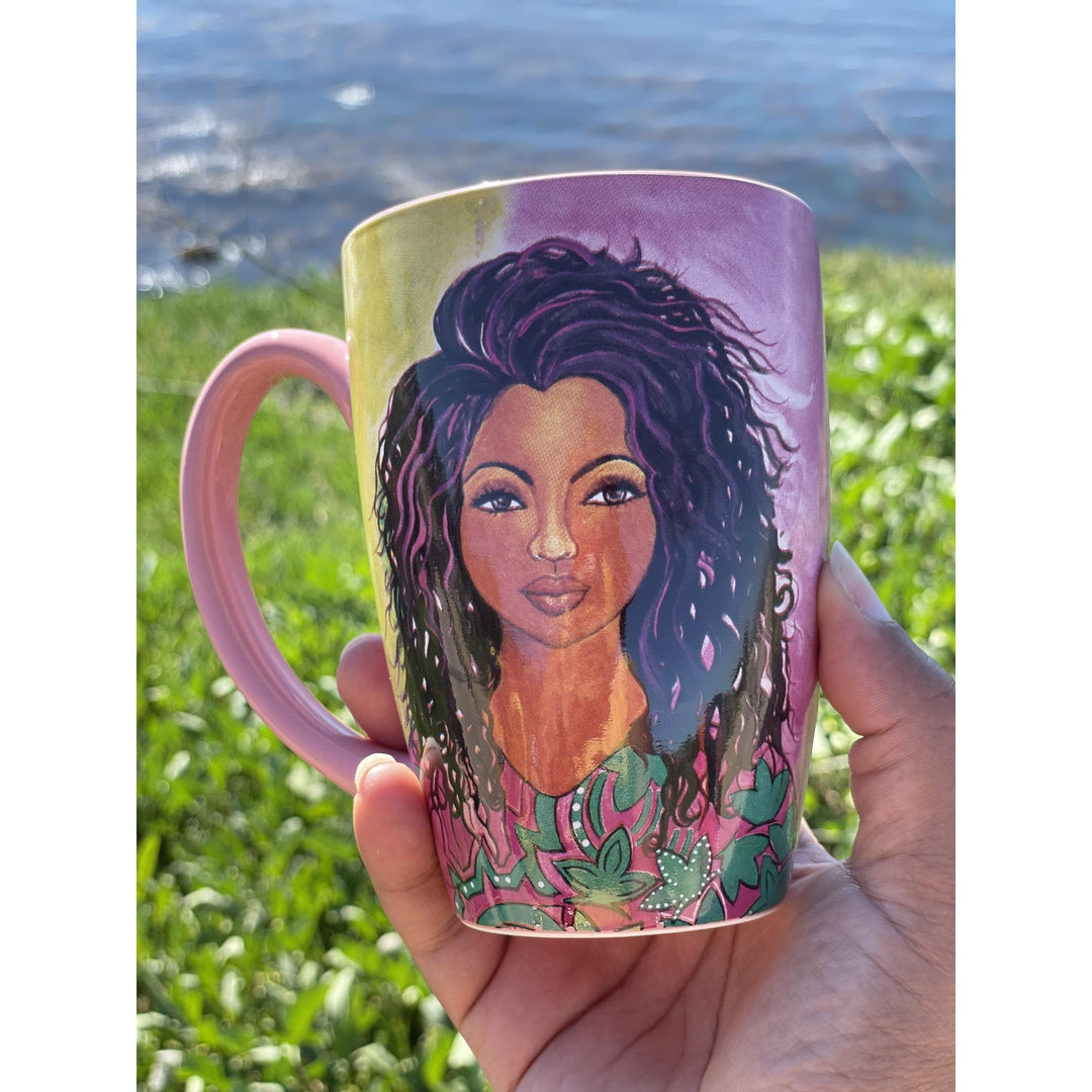 I Am Ambitious: Alpha Kappa Alpha Latte Mug by Sylvia "Gbaby" Cohen