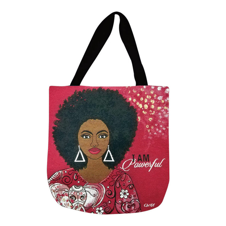 I Am Powerful: Delta Sigma Theta Woven Tapestry Tote Bag by GBaby