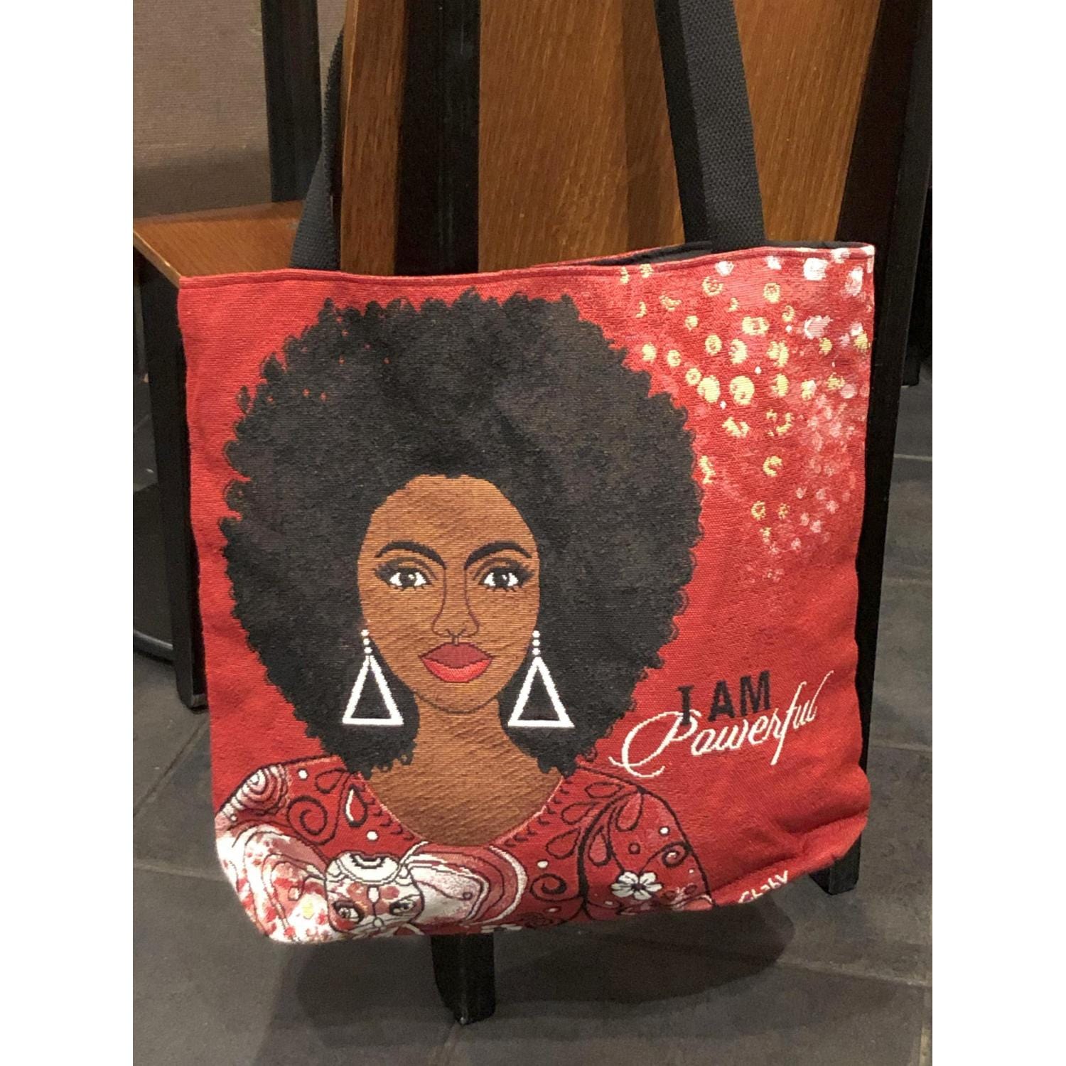 I Am Powerful Delta Sigma Theta Tapestry Woven Tote Bag by GBaby The