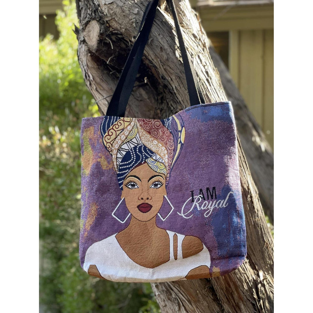 I Am Royal: African American Woven Tapestry Tote Bag by GBaby