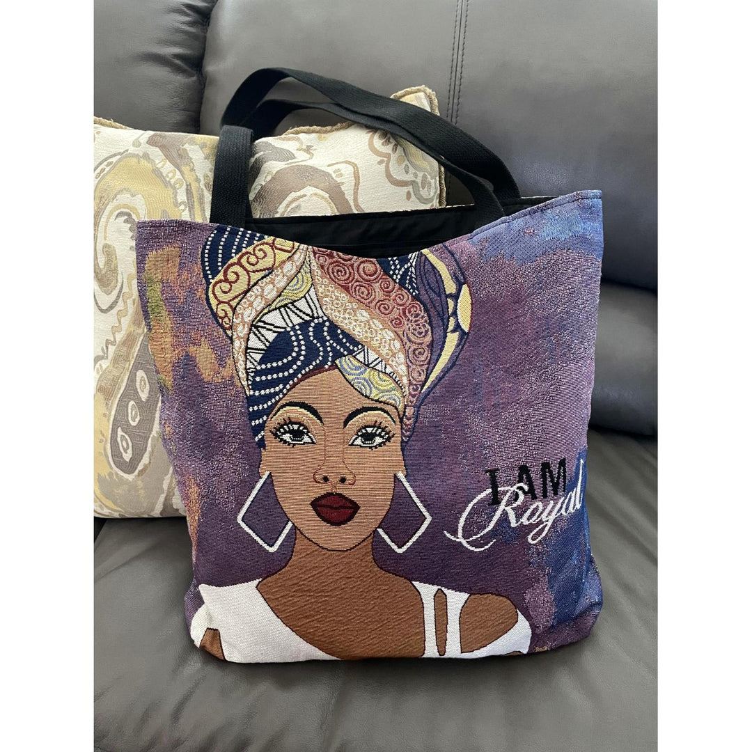 I Am Royal: African American Woven Tapestry Tote Bag by GBaby