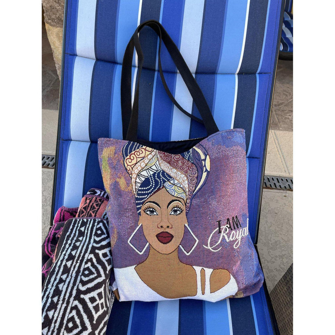 I Am Royal: African American Woven Tapestry Tote Bag by GBaby