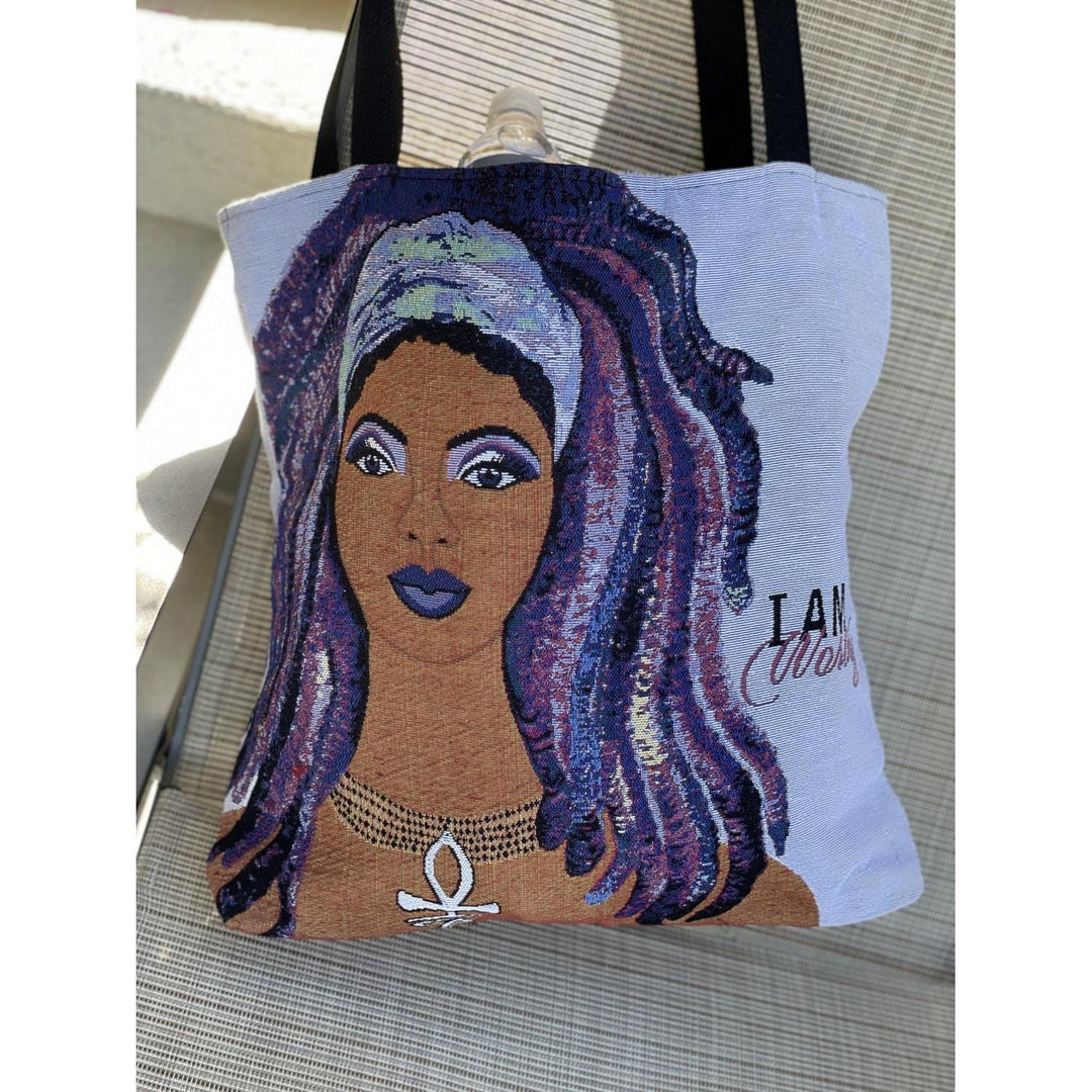 I Am Worthy: African American Woven Tapestry Tote Bag by GBaby