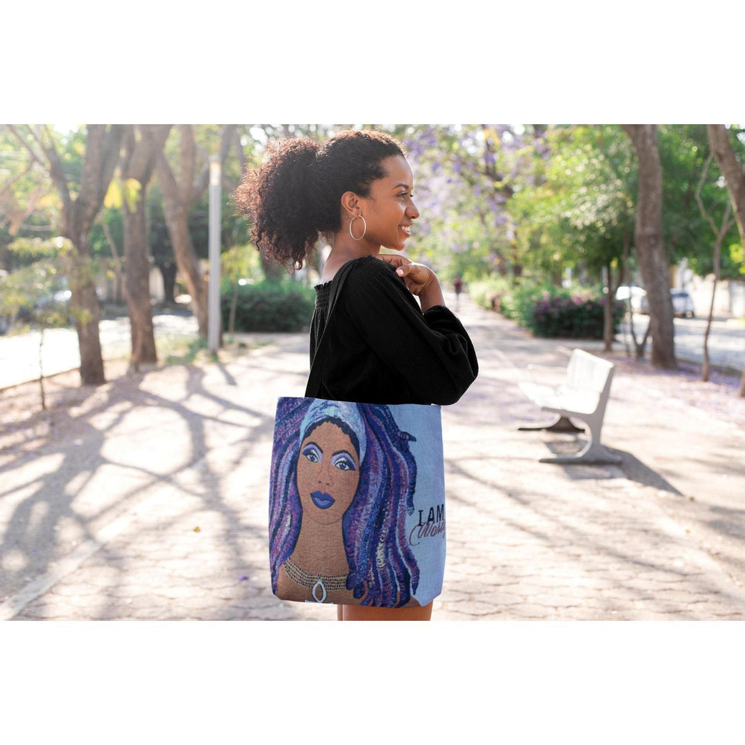 I Am Worthy: African American Woven Tapestry Tote Bag by GBaby