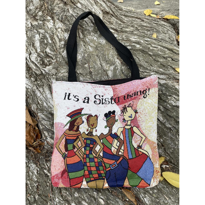 It's a Sista Thang: African American Woven Tapestry Tote Bag by Kiwi McDowell