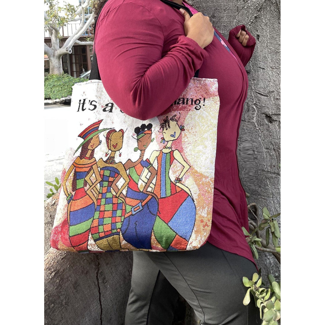 It's a Sista Thang: African American Woven Tapestry Tote Bag by Kiwi McDowell