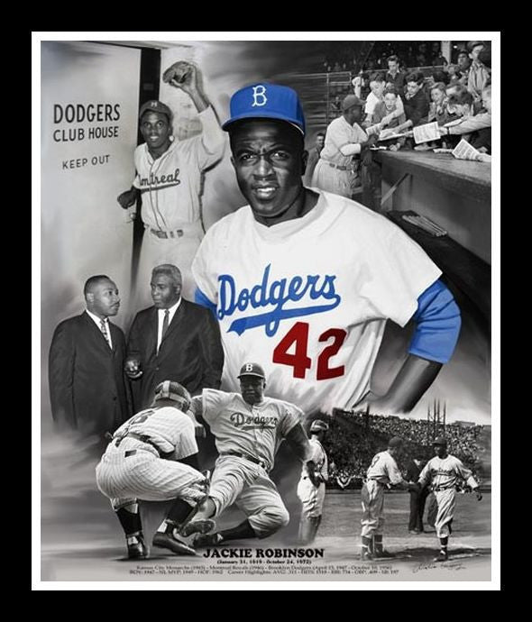 2 of 2: Jackie Robinson-Art-Wishum Gregory-11x8.5 inches-Black Frame-The Black Art Depot