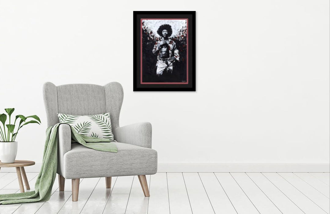 Jimi Hendrix by CREED (Mockup Up - Black Frame - Double Matted)