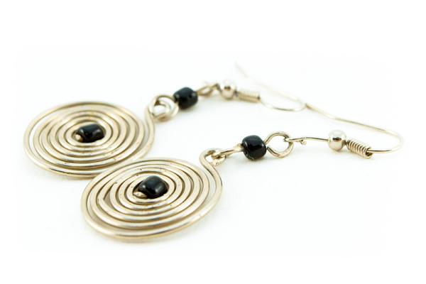 Authentic African Hand Made Swahili Spiral Earrings (Black)