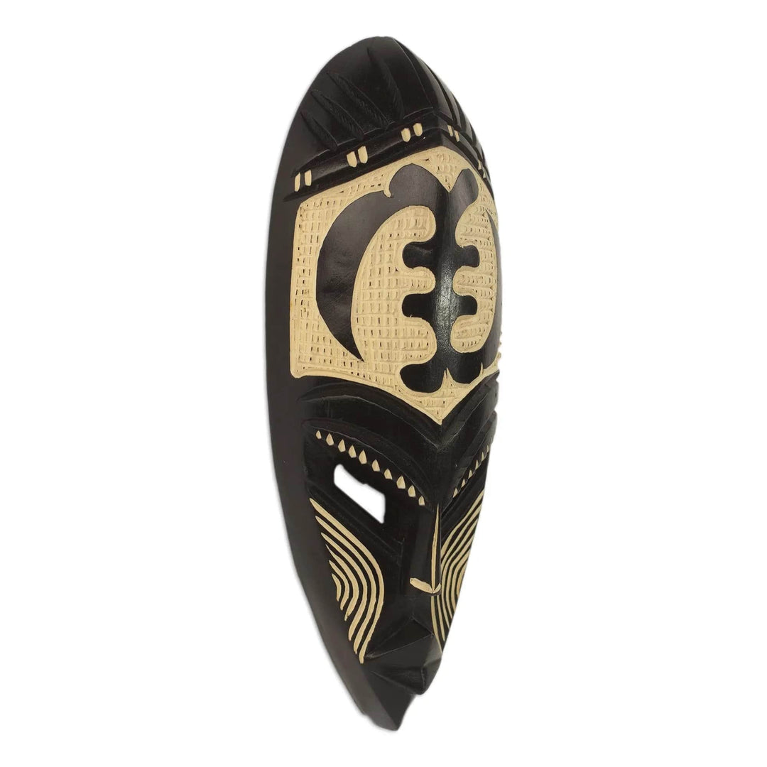 Gye Nyame Vibrations: Authentic West African Mask by Theophilus Sackey