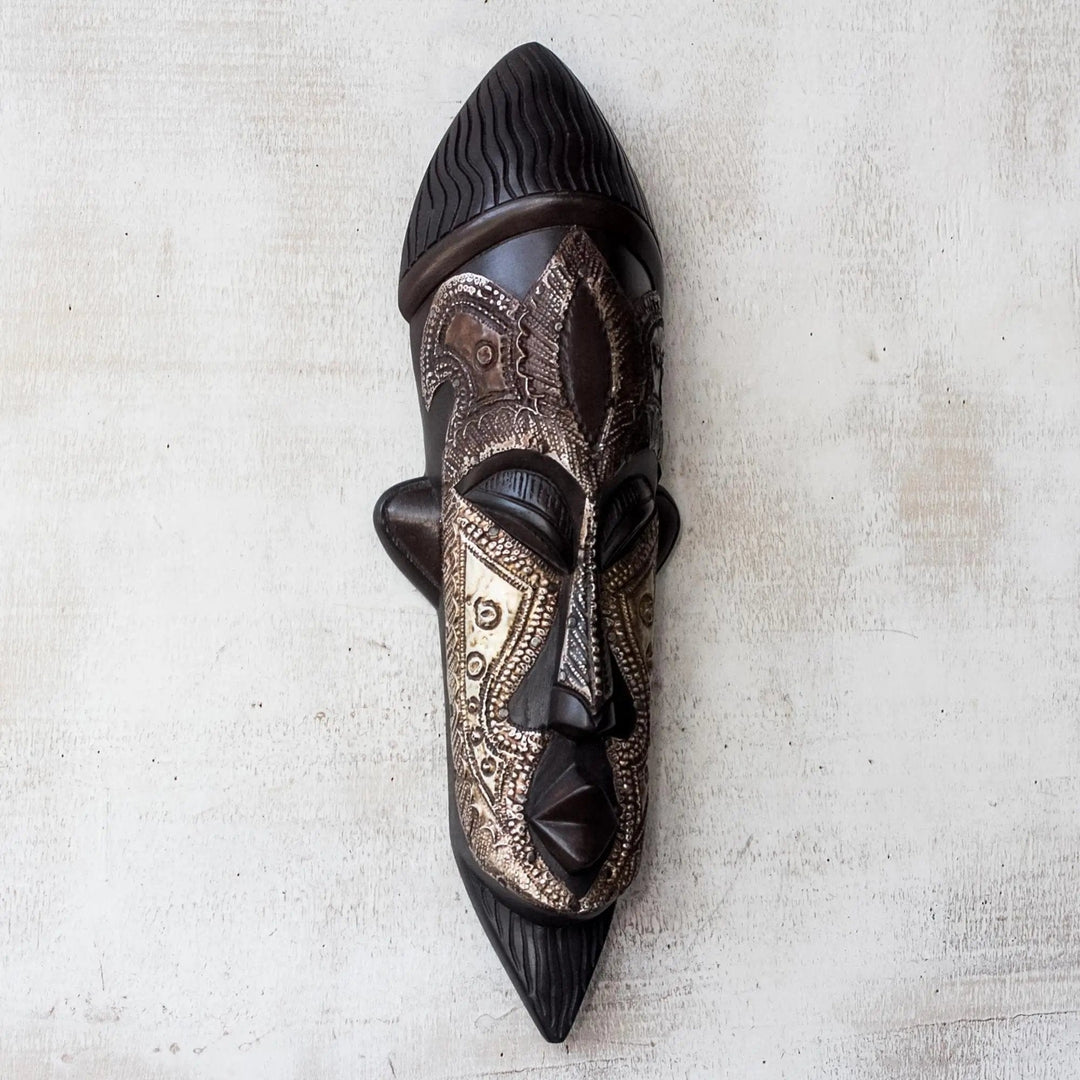 Have Patience: Authentic Handmade West African Mask by Winfred Okoampah