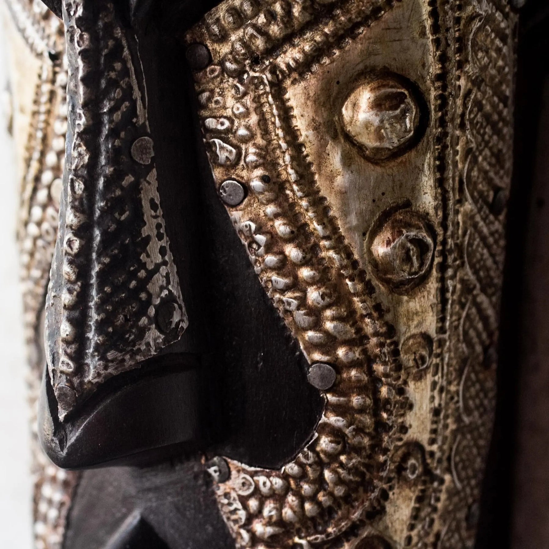4 of 5: Have Patience: Authentic Handmade West African Mask by Winfred Okoampah (Detail)
