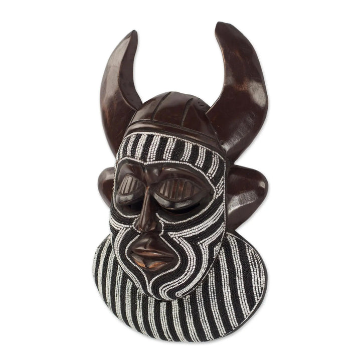 Authentic African Hand Made Kafo Horn Mask of Power by Awudu Saaed