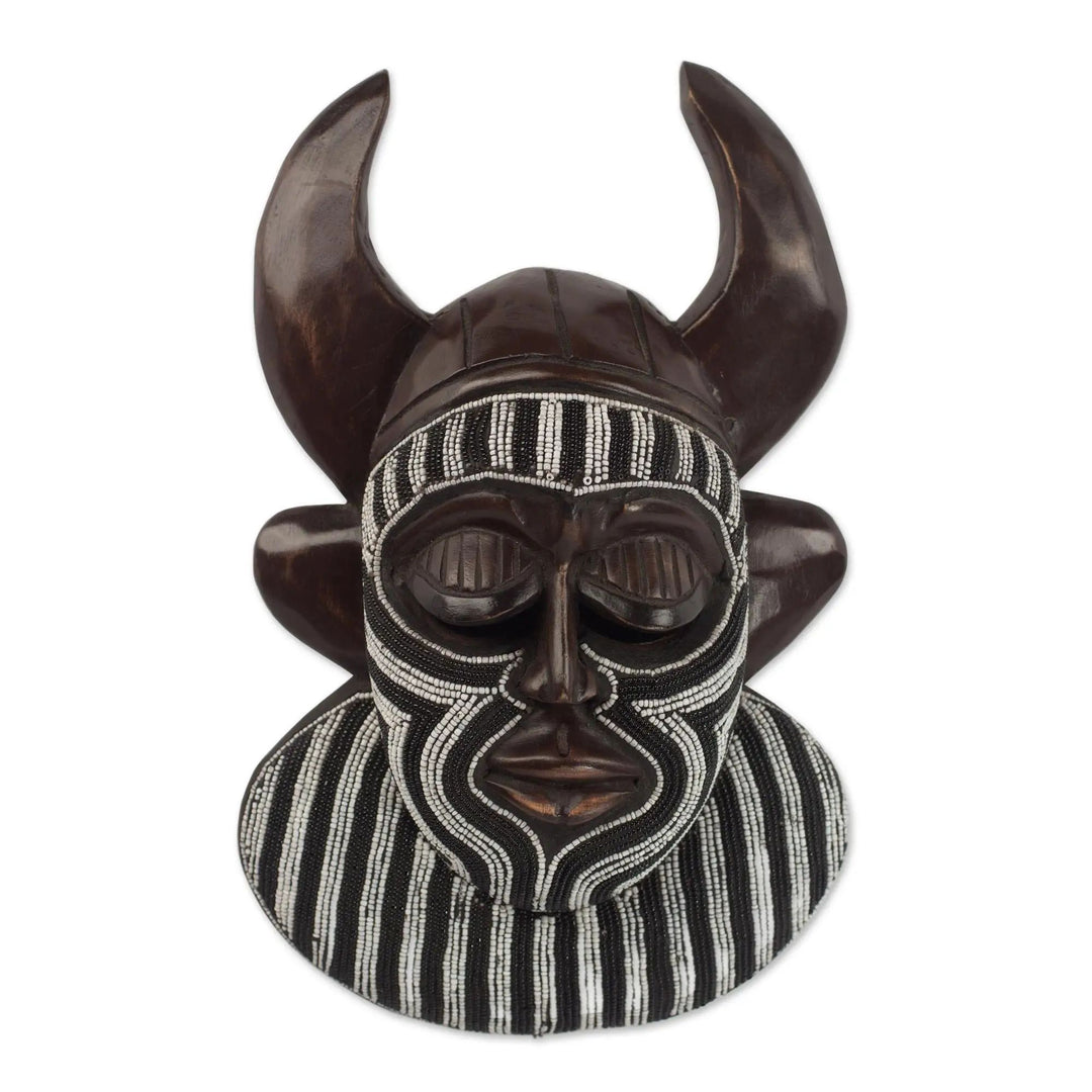 Authentic African Hand Made Kafo Horn Mask of Power by Awudu Saaed