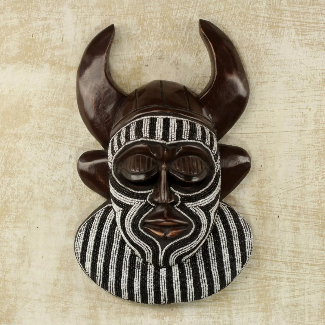 Authentic African Hand Made Kafo Horn Mask of Power by Awudu Saaed