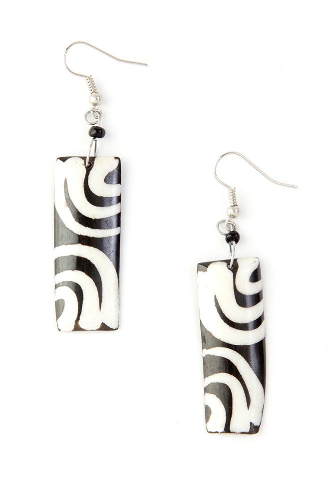 Authentic African Hand Made Kenyan Cow Bone Ripple Earrings