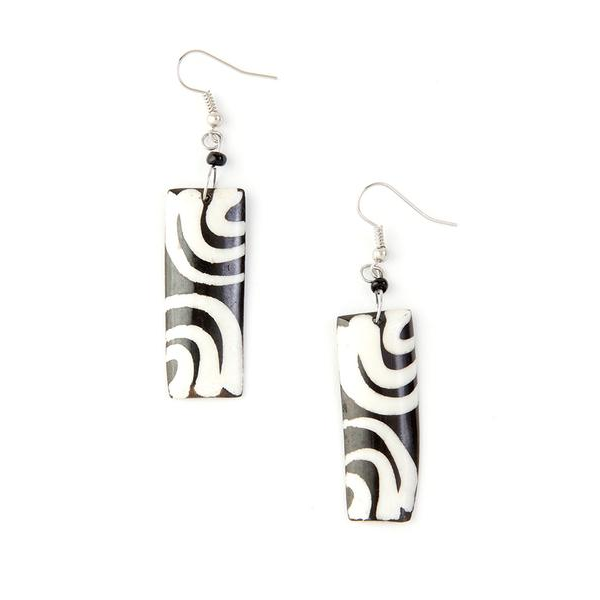 Authentic African Hand Made Kenyan Cow Bone Ripple Earrings