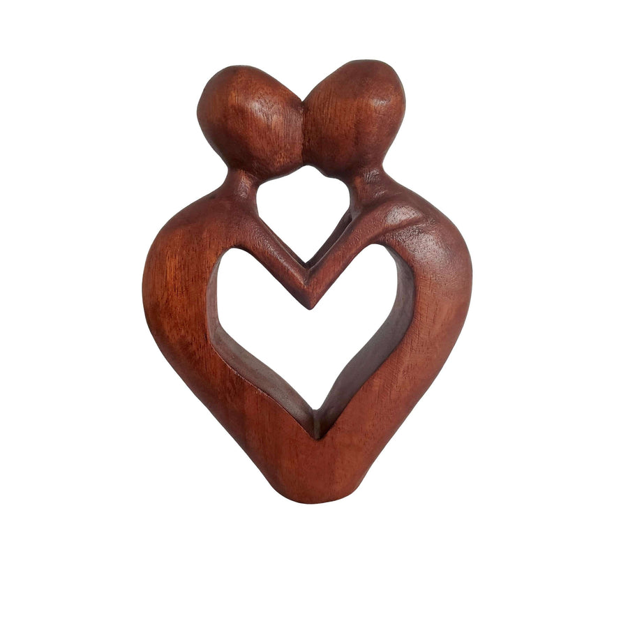 Kissing Couple II: Authentic Handmade Indonesian Suar Wood Decor