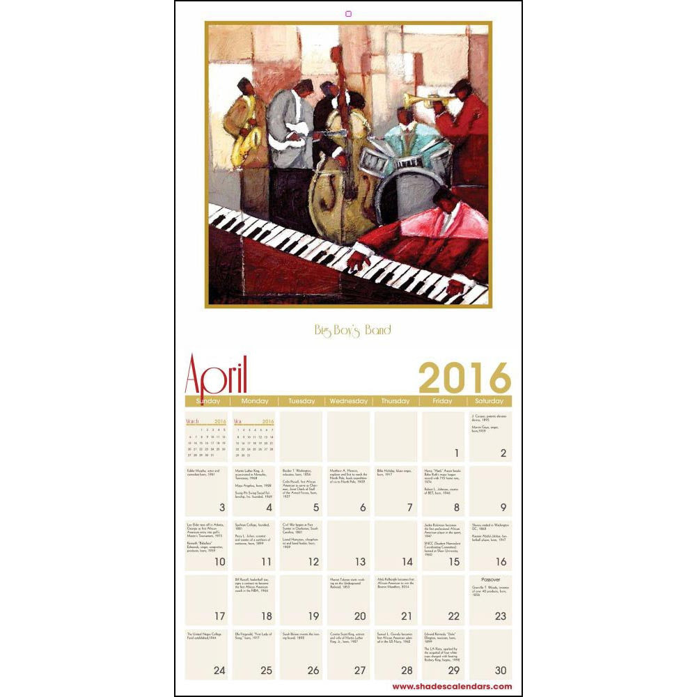 Rhythm and Hues: Art of Kerream Jones 2016 African American Wall Calendar (Inside)