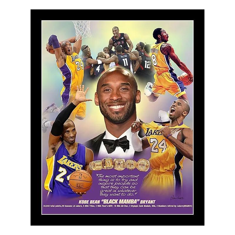 Kobe Bryant: Inspire People by Wishum Gregory (Black Frame)