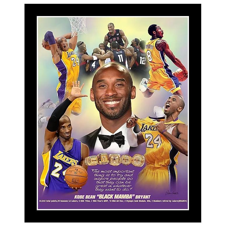 Kobe Bryant: Inspire People by Wishum Gregory (Black Frame)