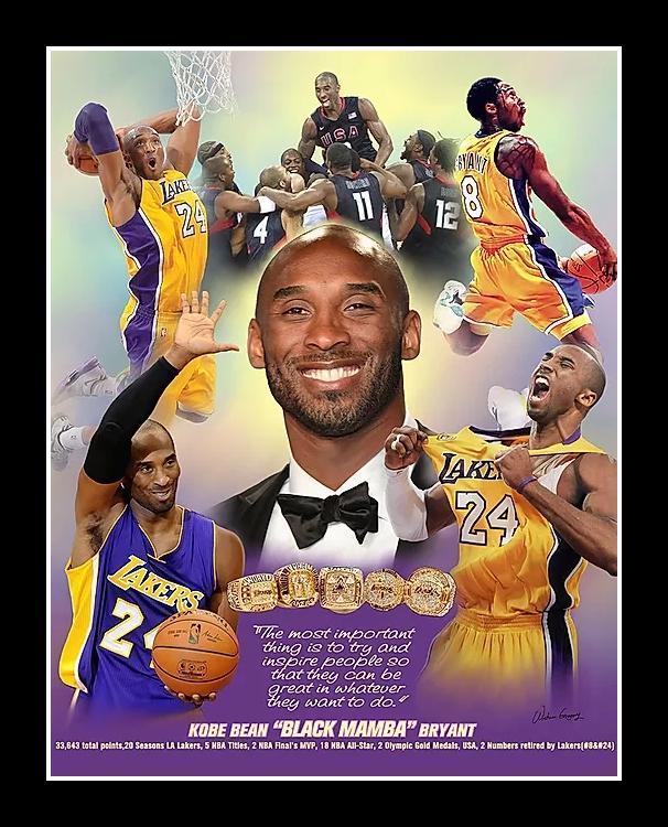 Kobe Bryant: Inspire People by Wishum Gregory (Black Frame)